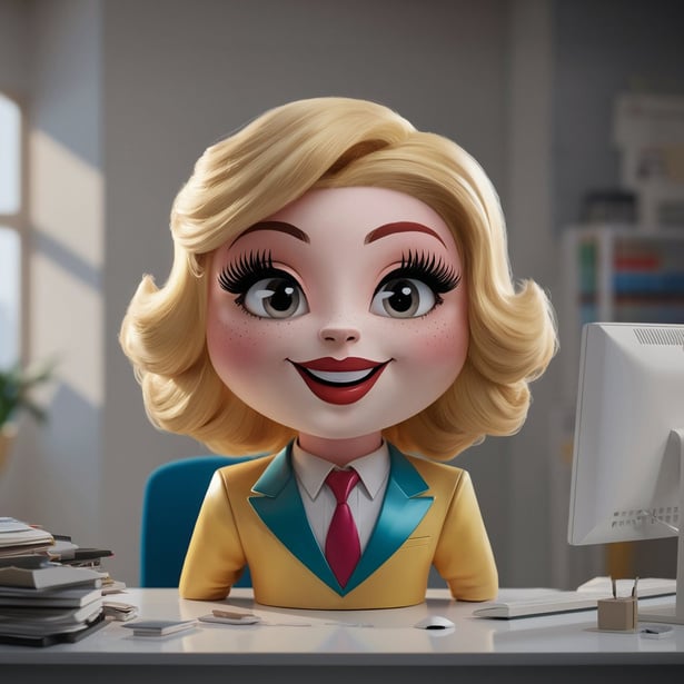 a cartoon character with blonde hair wearing a suit and tie